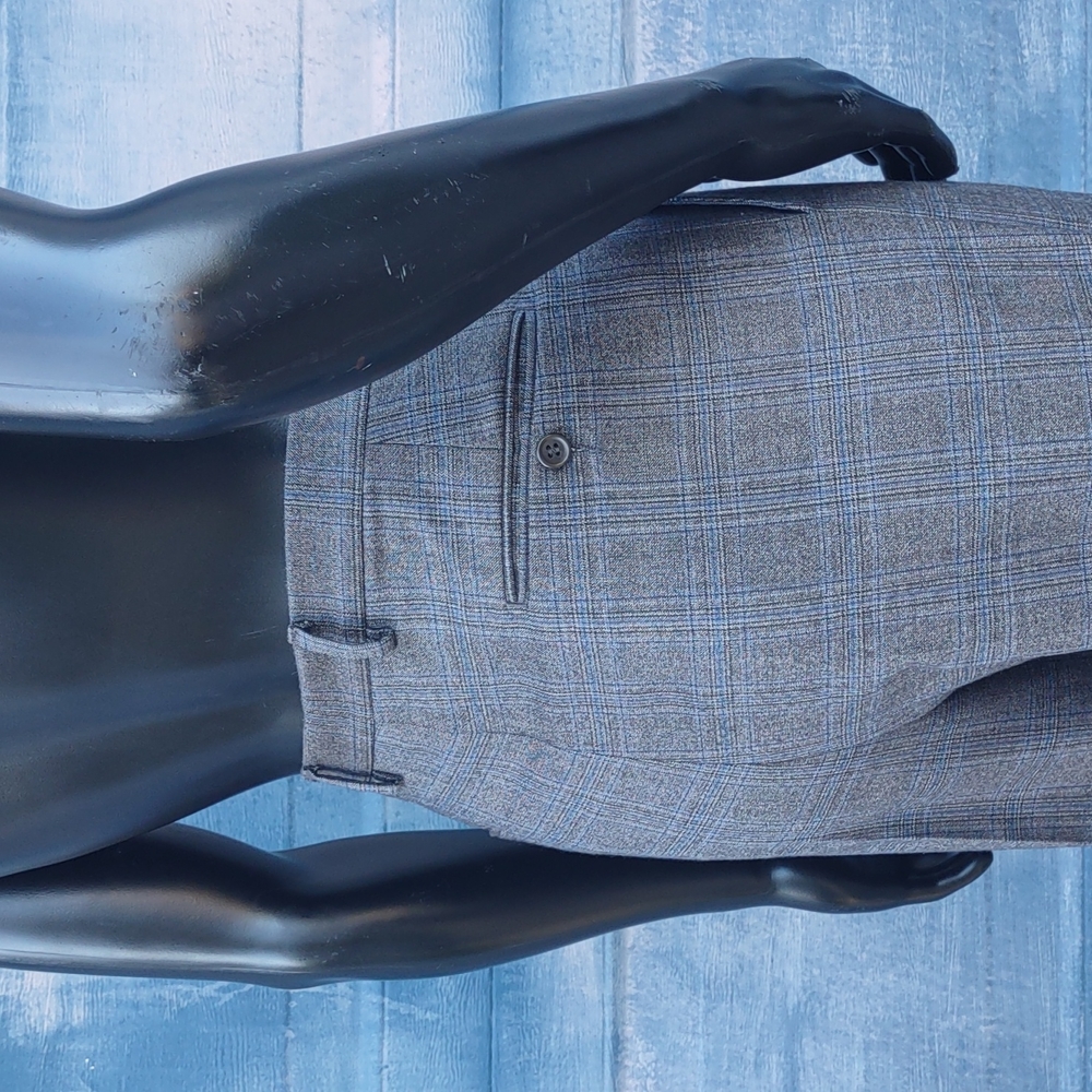 Italian Pure Wool Luxury Plaid Flat Front Trousers